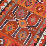 Red Orange Tribal Vintage Runner Rug, 101x297Cm