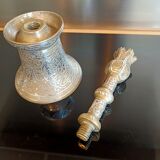 Bougeoir ottoman ciselé et fil d'argent