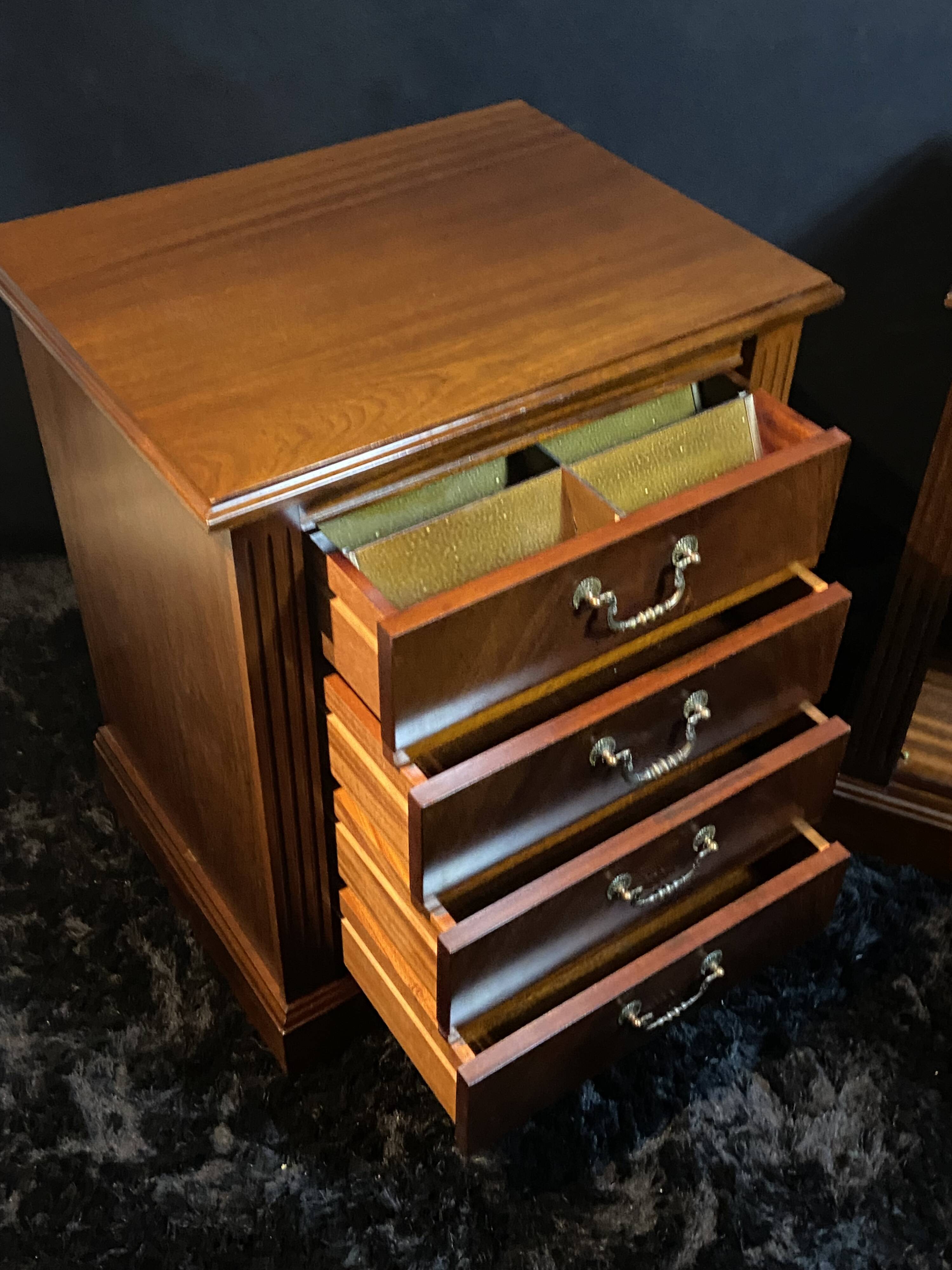 Pair of desk cabinets, mahogany filing boxes in English style.
