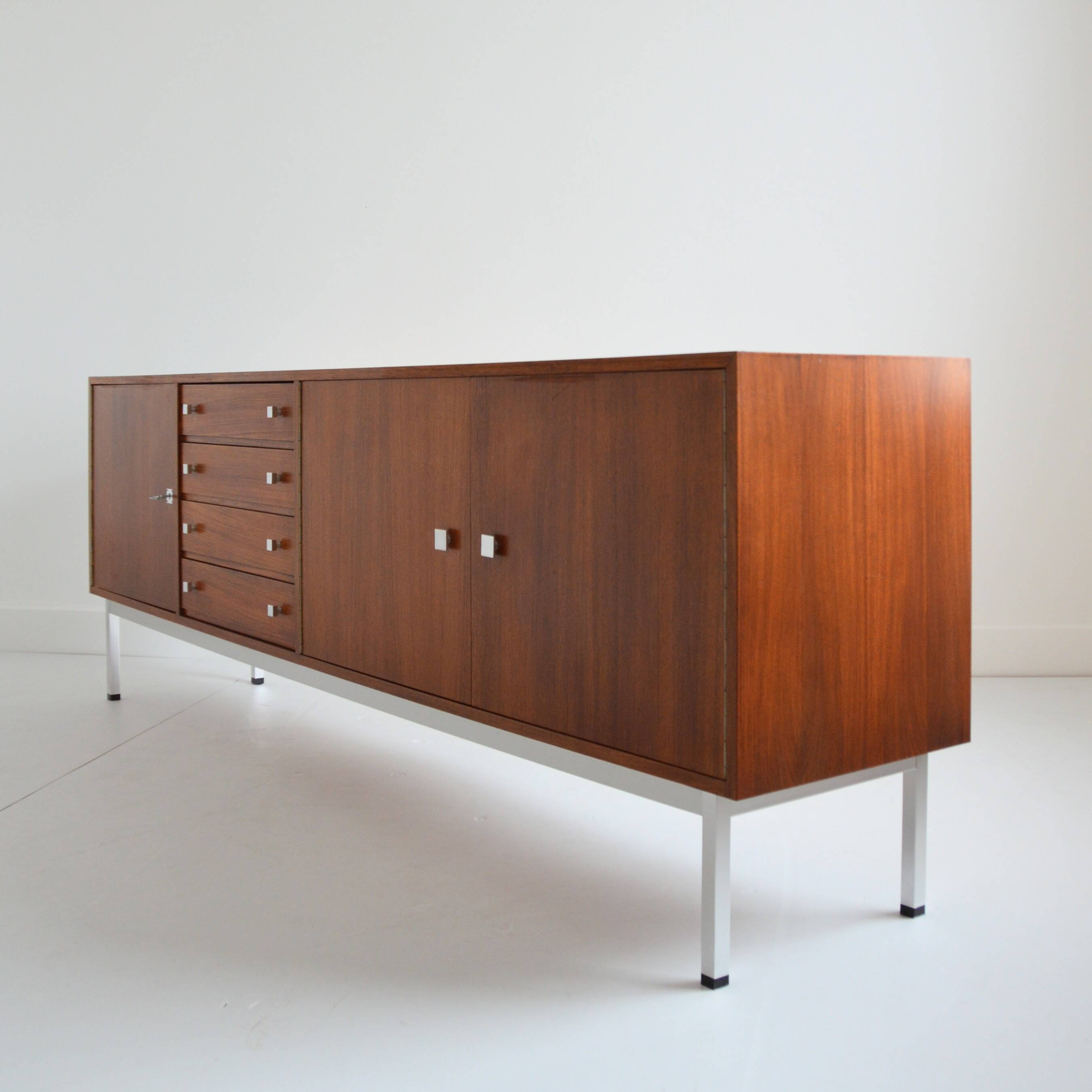 Superb teak and chrome sideboard 1960 vintage Belgium