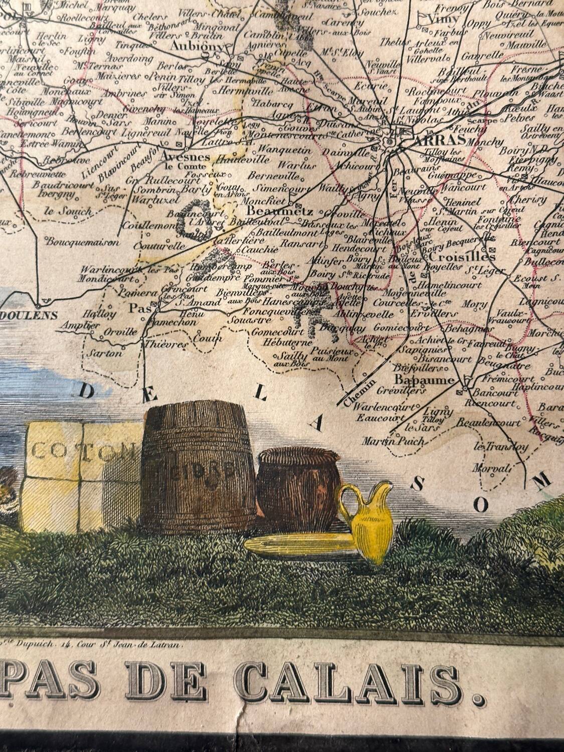Carte géographique ancienne du Département du Pas-de-Calais - 1860