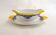 Art Deco sauce boat, stylised coloured decoration, Boch la Louvière earthenware.