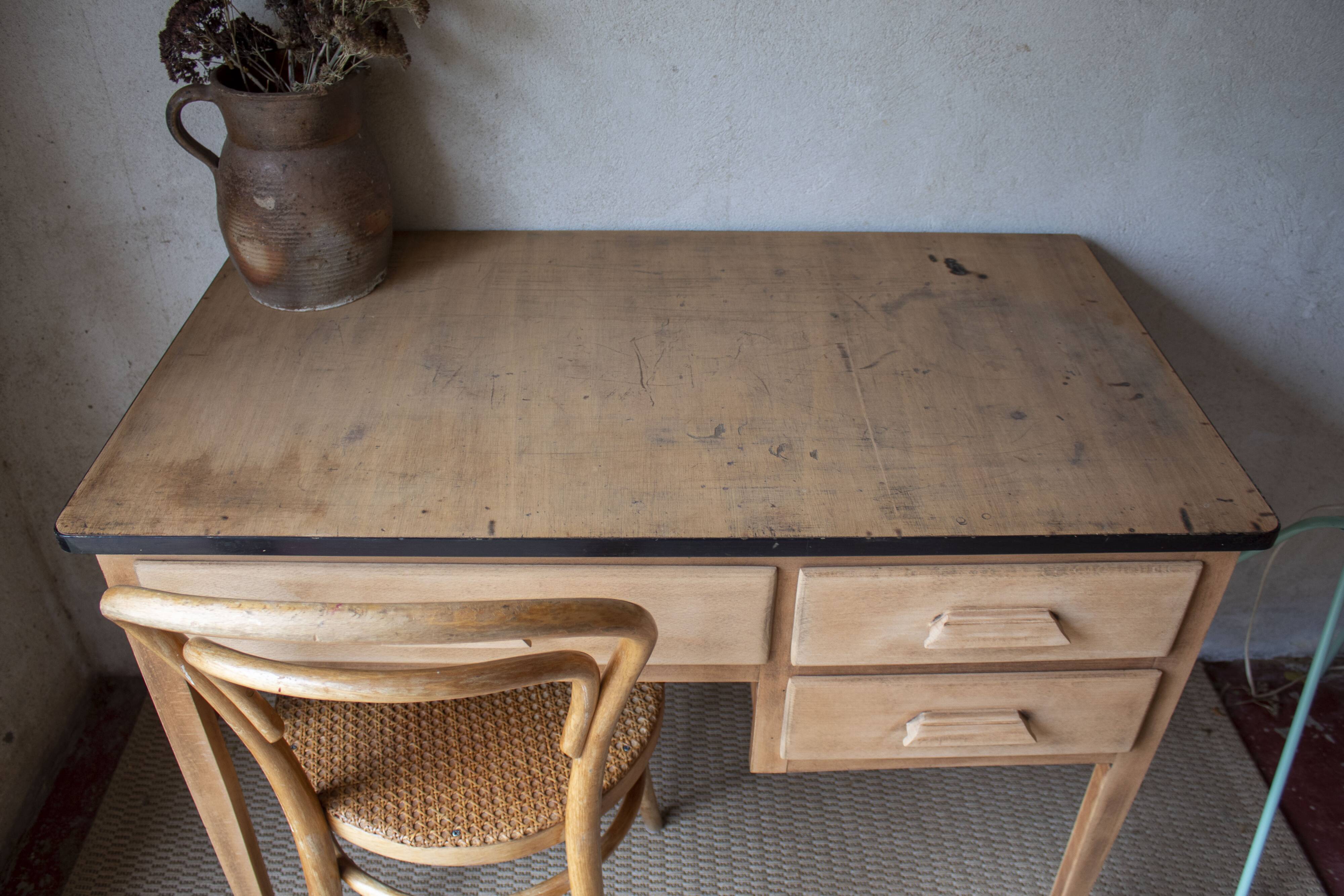 light wood Scandinavian antique desk