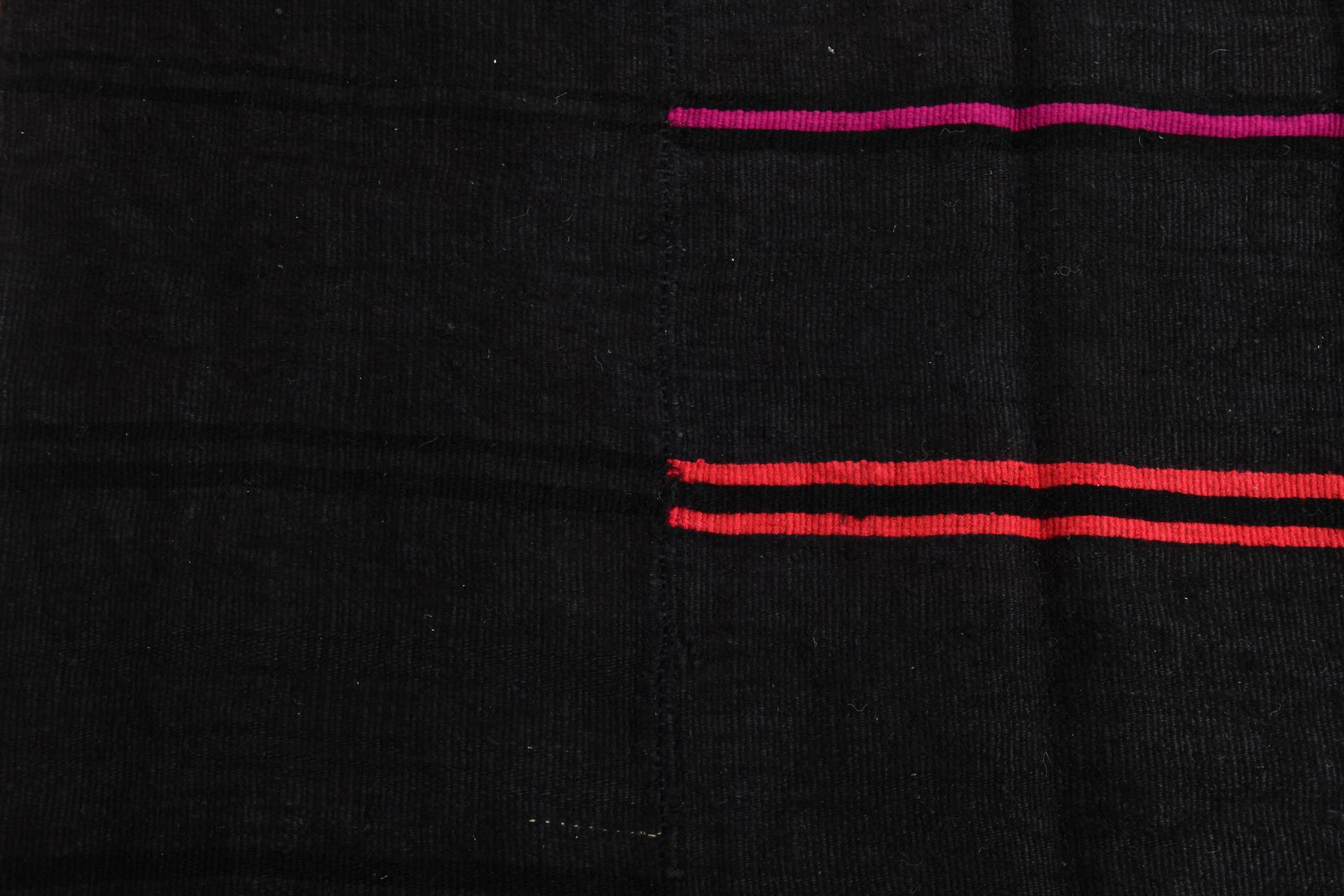 5x7 Grey & Black Striped Vintage Kilim Rug, 155x229Cm