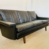 Vintage Danish Mid-Century Georg Thams 3-Seater Sofa in Black Leather, 1960