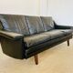 Vintage Danish Mid-Century Georg Thams 3-Seater Sofa in Black Leather, 1960