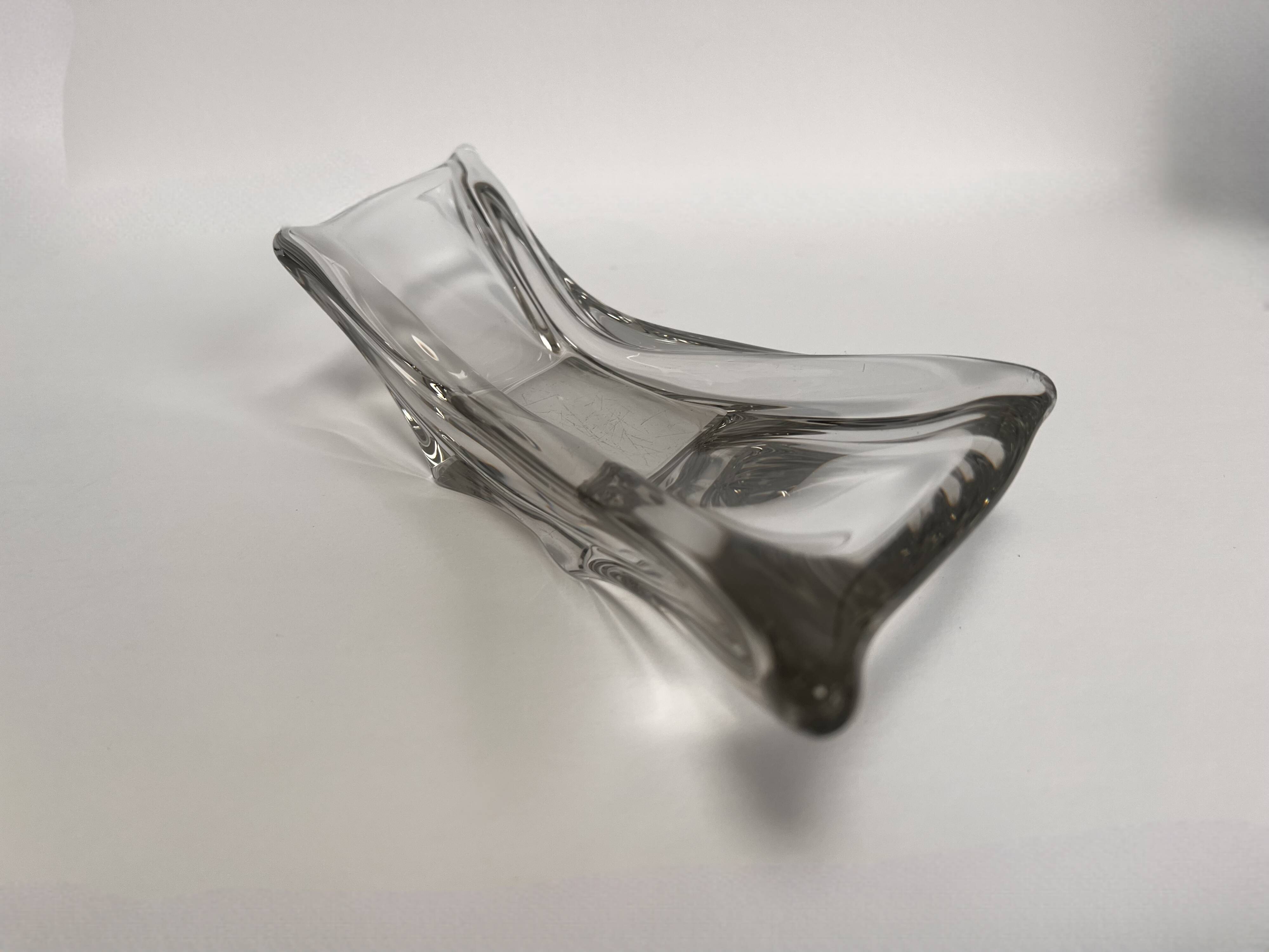 Large mid-century French crystal centrepiece class bowl