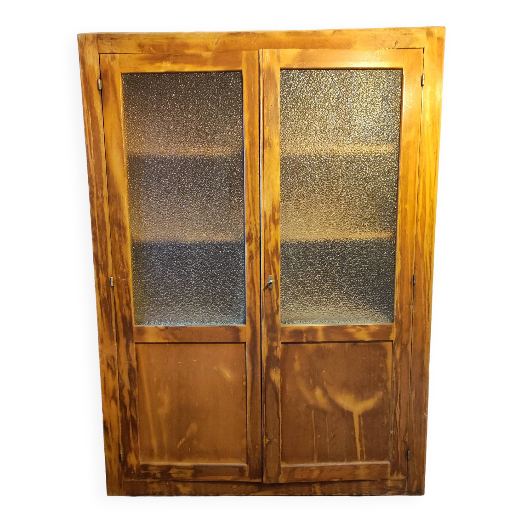 Armoire d'école vitrée, années 50