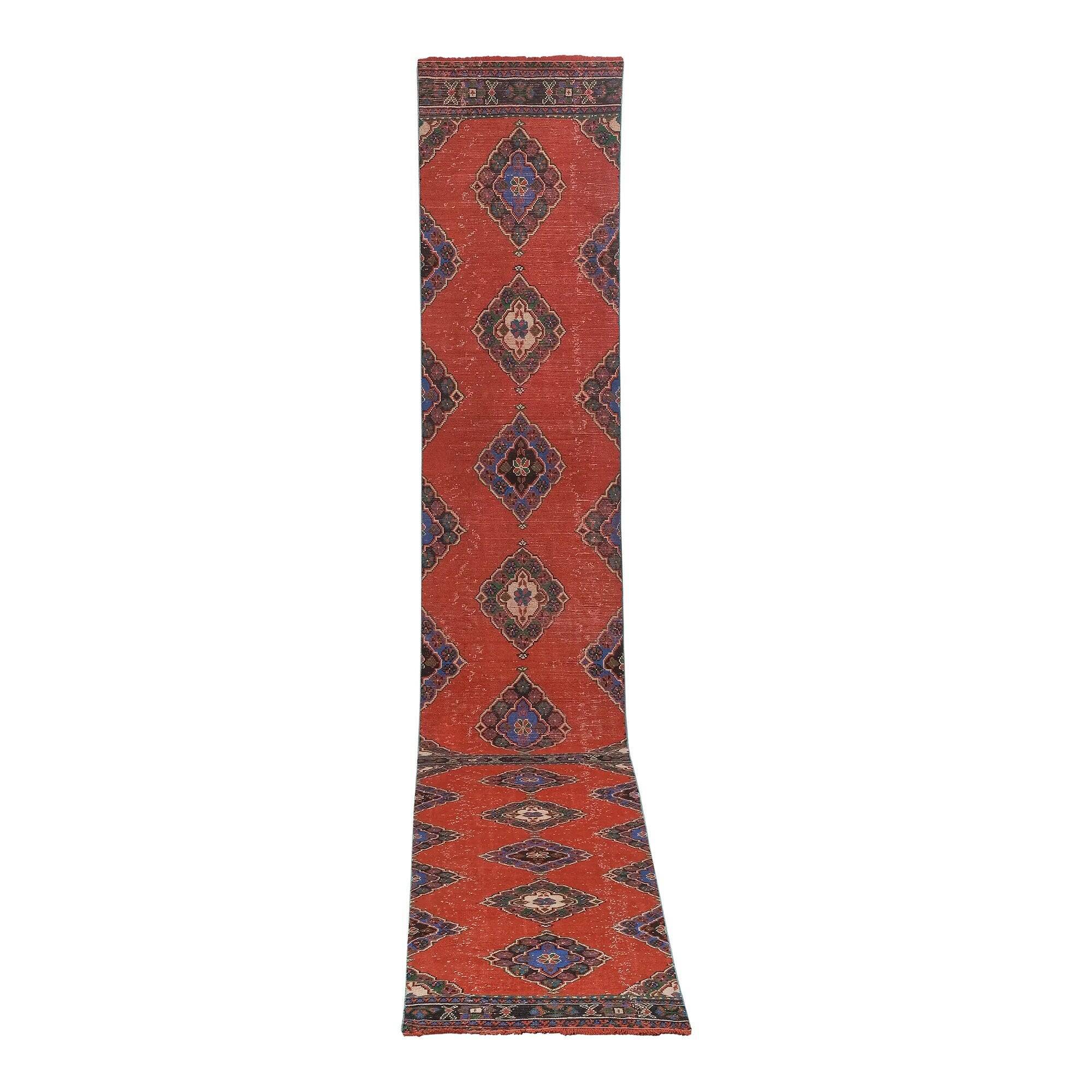 Vintage Turkish hallway rug 91x660 cm