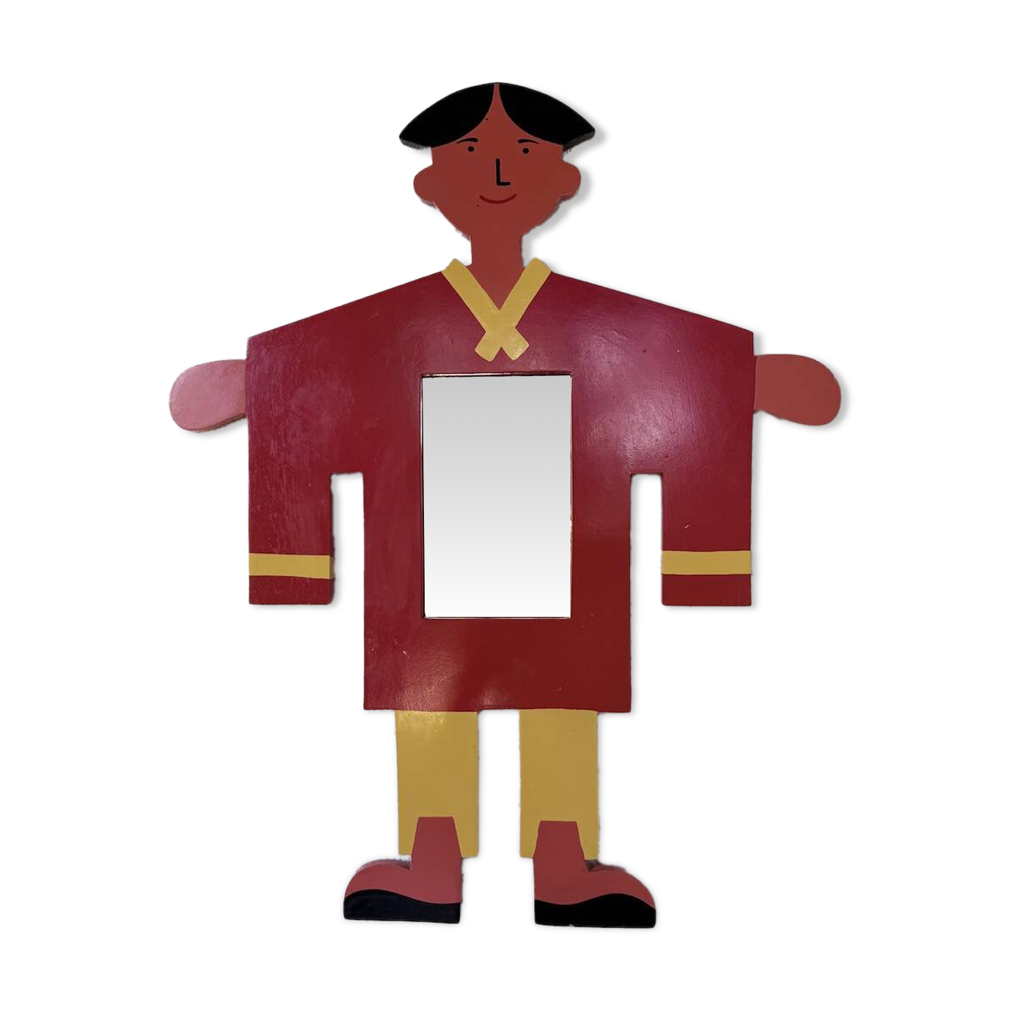 Miroir enfant personnage bois peint