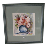 Signed watercolor flower vase