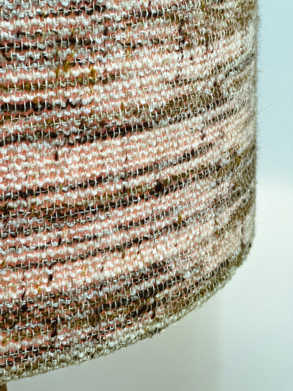 Vintage XL ceramic floor lamp with textured wool shade, 1970s. France