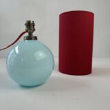 Ancienne lampe vintage en opaline bleu