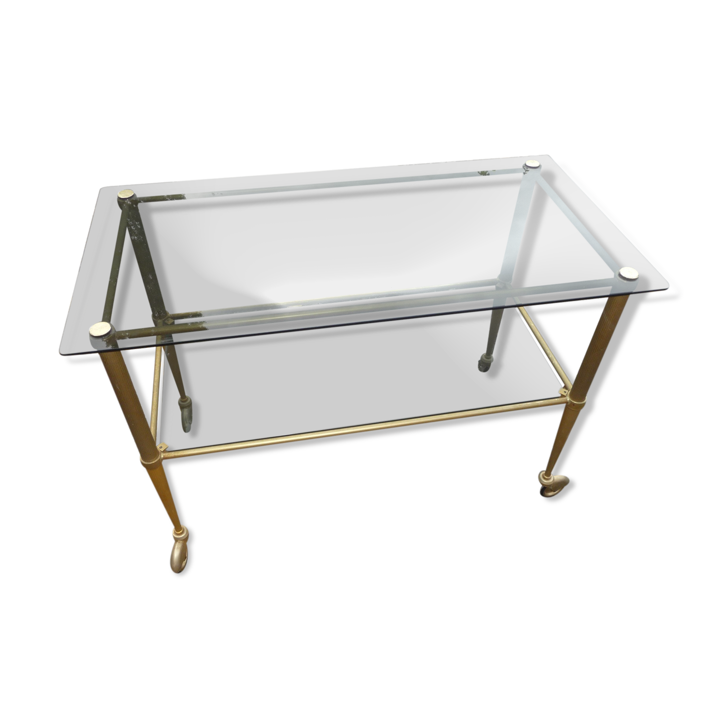 Table basse verre et laiton vintage