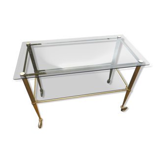 Vintage glass and brass coffee table