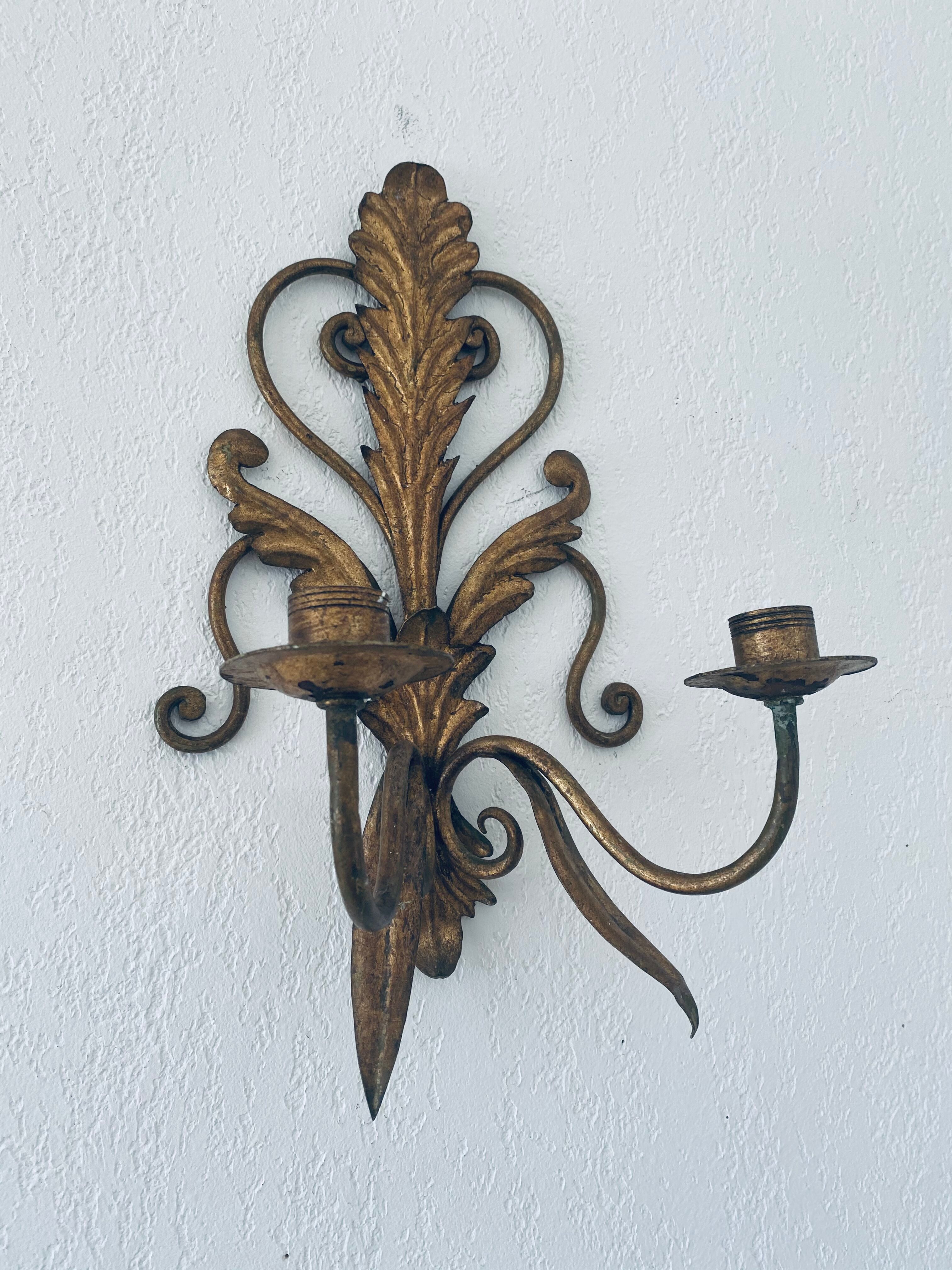 Golden antique wall chandelier