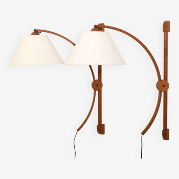 Pair of teak wall lamps by Domus Denmark 1970s
