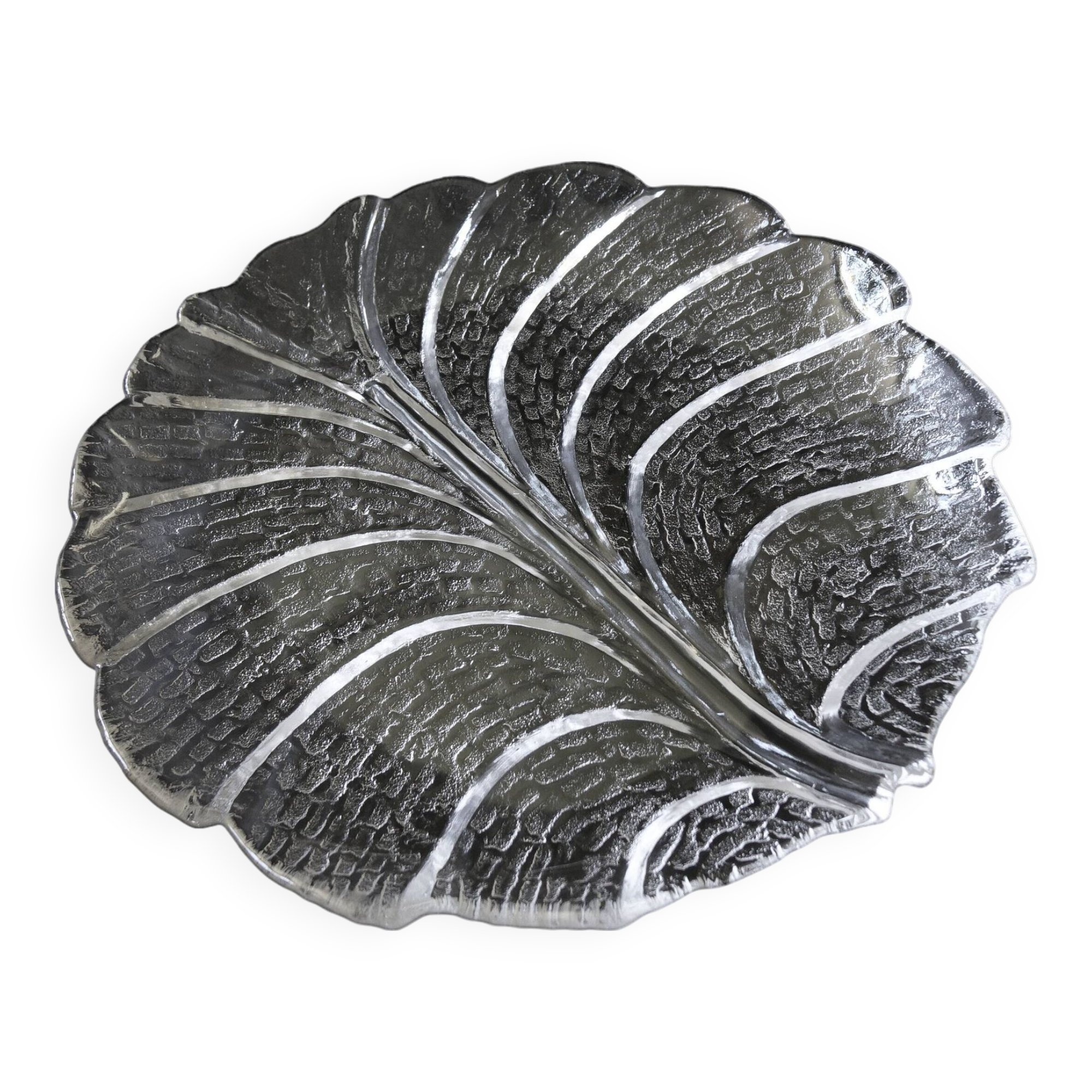 Vintage large glass plate "eden" designed by lars hellsten 1974 for orrefors