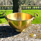 Swan Brass Champagne Cooler – Vintage Solid Sculptural Swan Handles