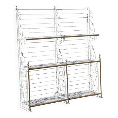 Grande étagère de boulanger, 1950, fer forgé laiton