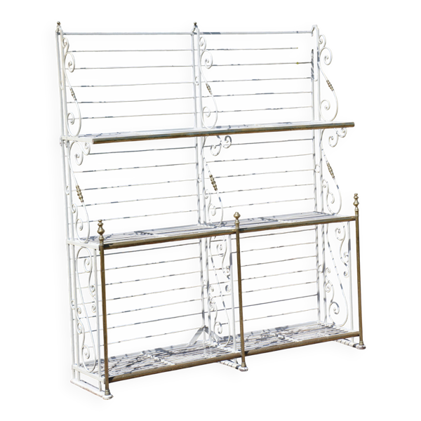 Grande étagère de boulanger, 1950, fer forgé laiton