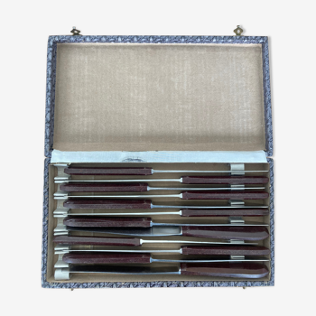 Box of 12 knives handle brown Art Deco