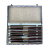 Box of 12 knives handle brown Art Deco