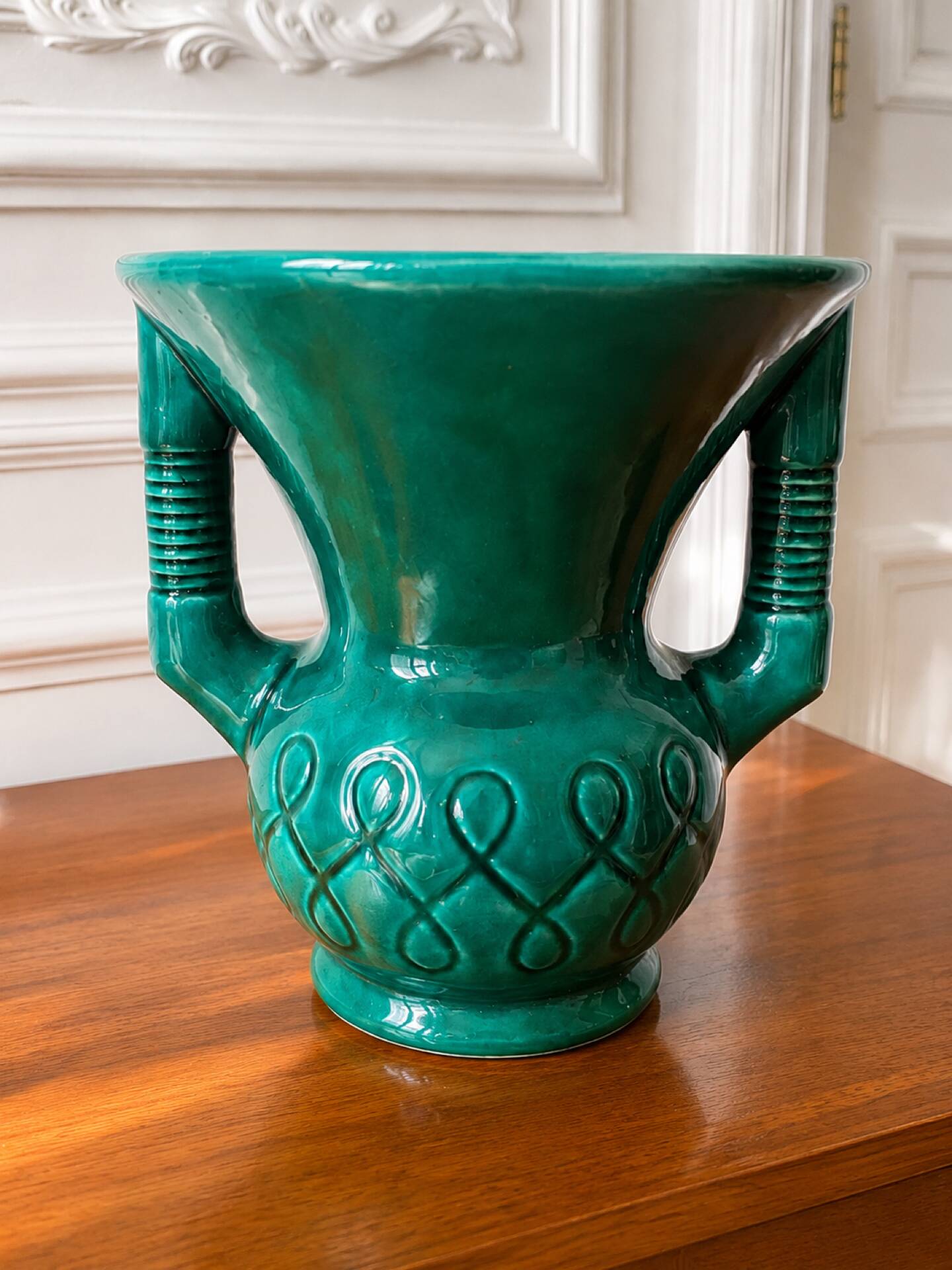 Green Vallauris ceramic vase