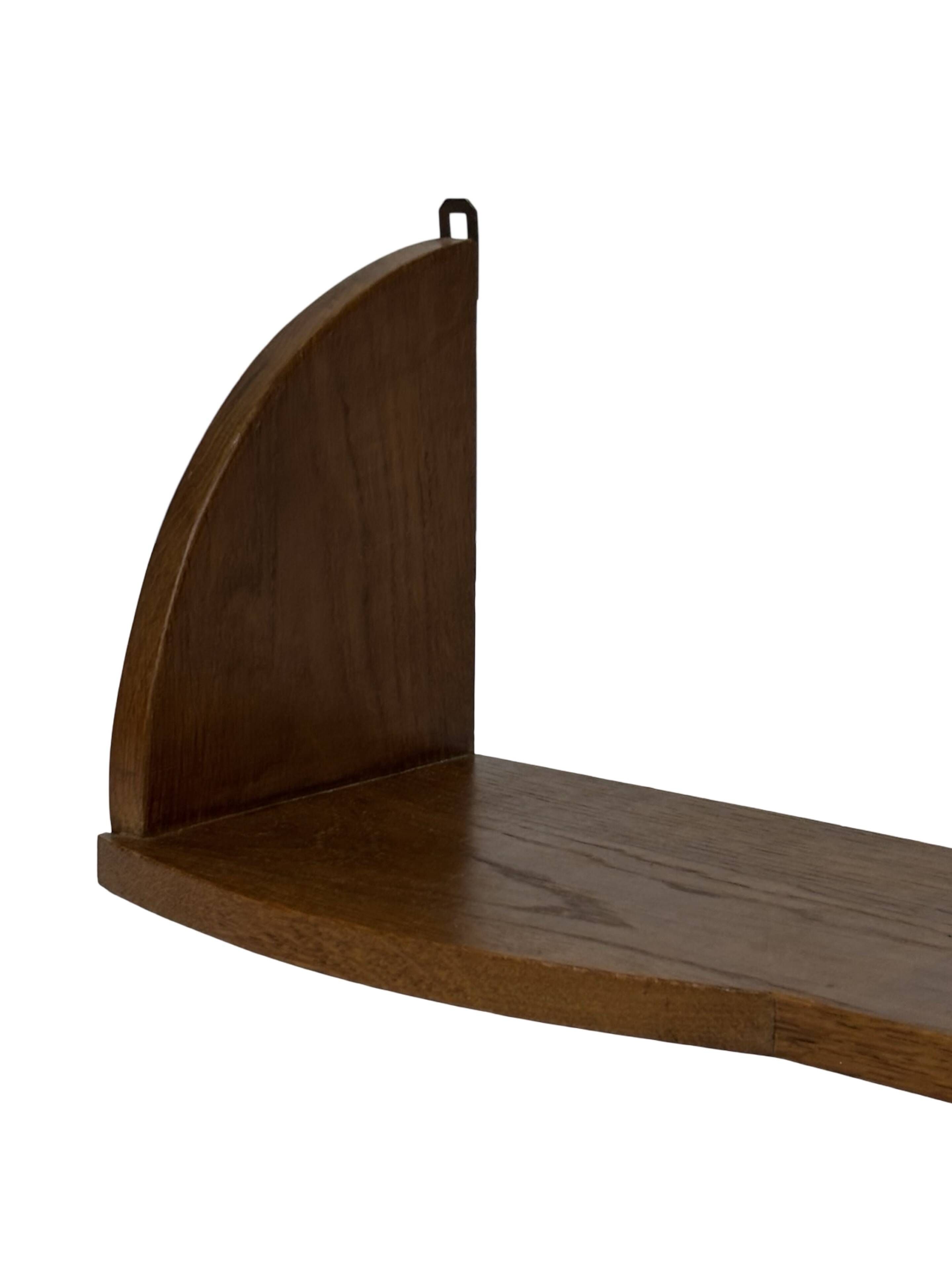 Vintage wooden wall shelve rack bookshelf in oak wood minimalist