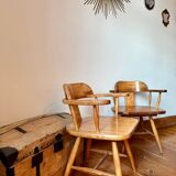 Pair of old pine armchairs