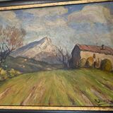 Old Provencal painting Sainte Victoire
