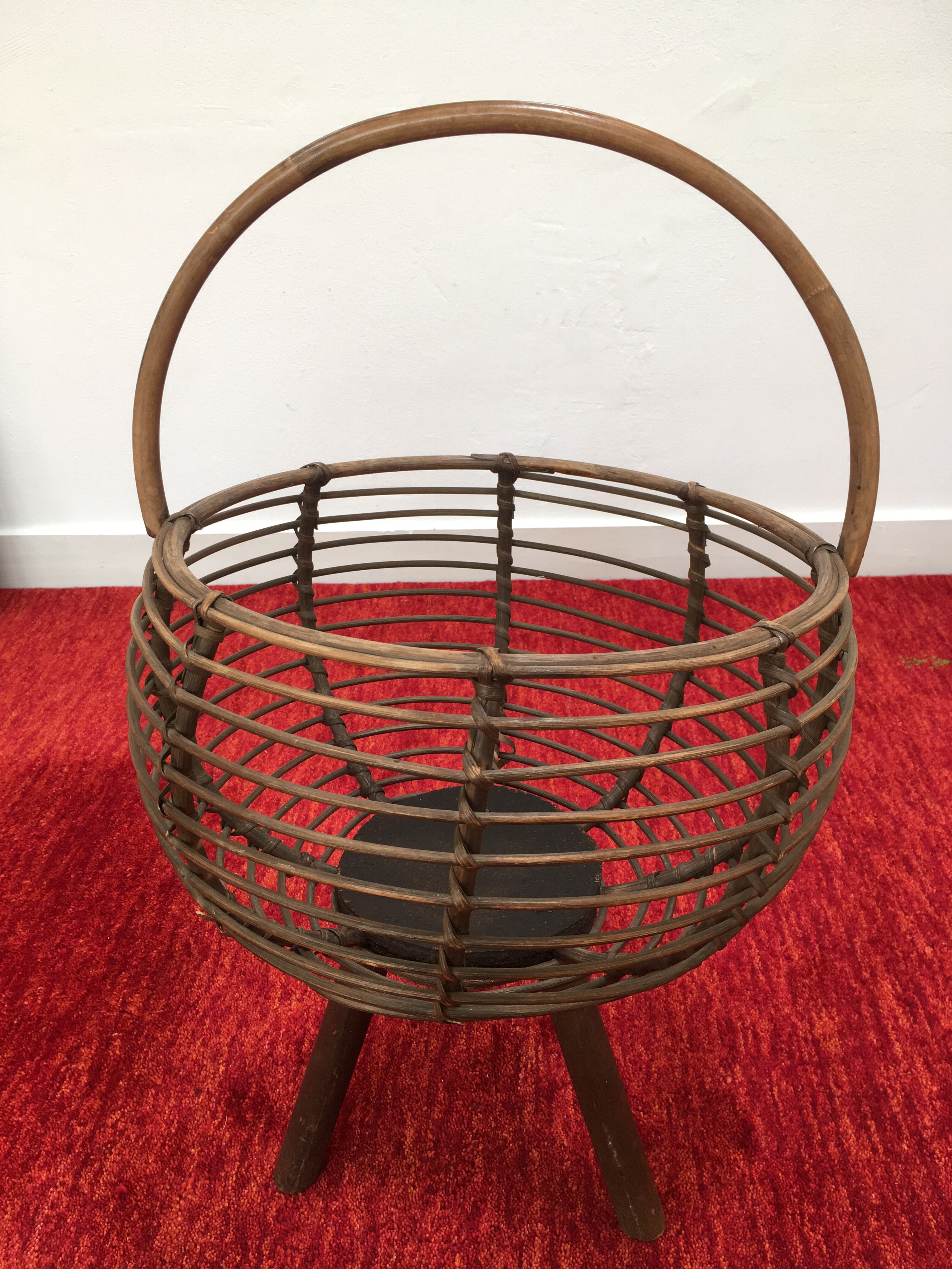 Vintage tripod sewing basket