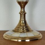 Brass and mother-of-pearl candle holders