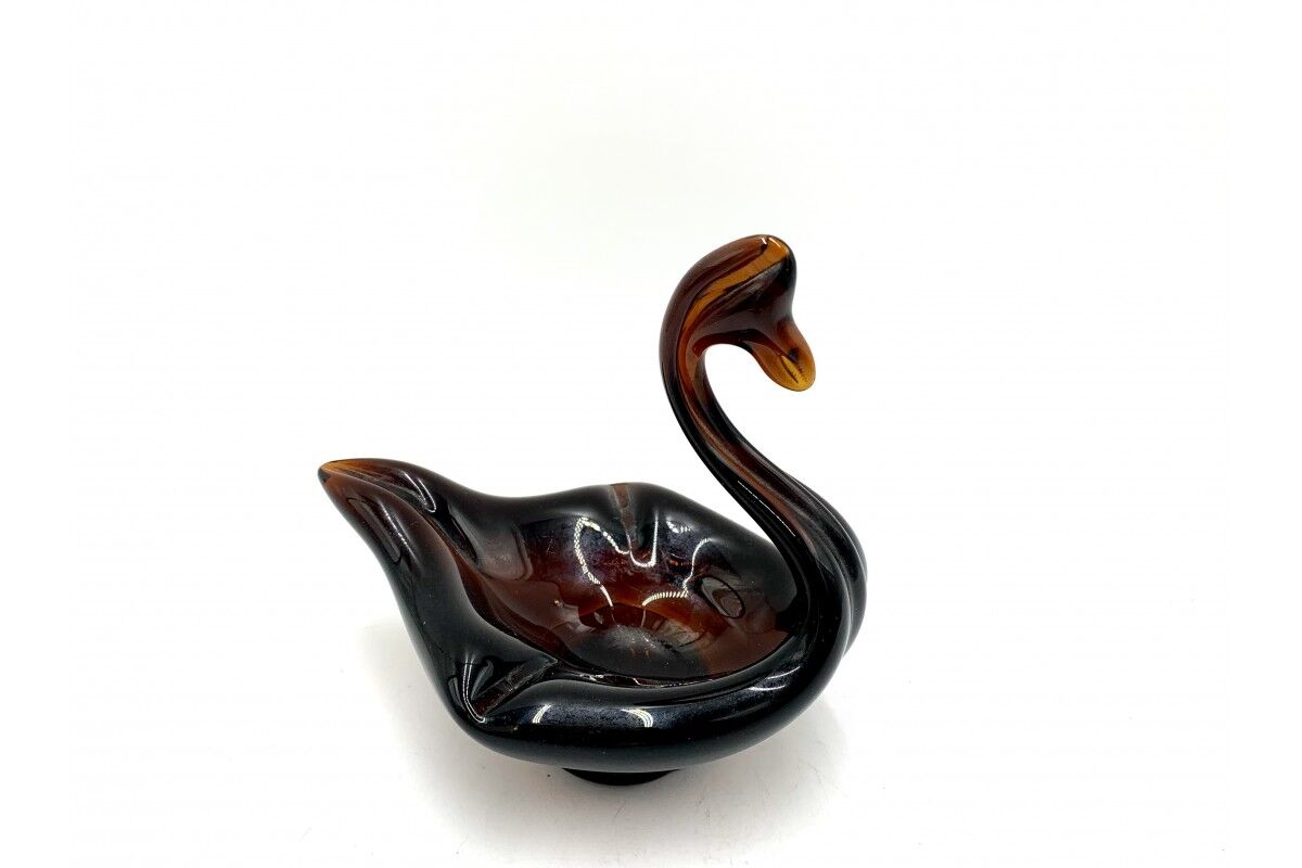 Glass ashtray swan, Poland, 1970s