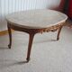 Oval coffee table - carved wood - white veined marble - Regency / Louis XV style