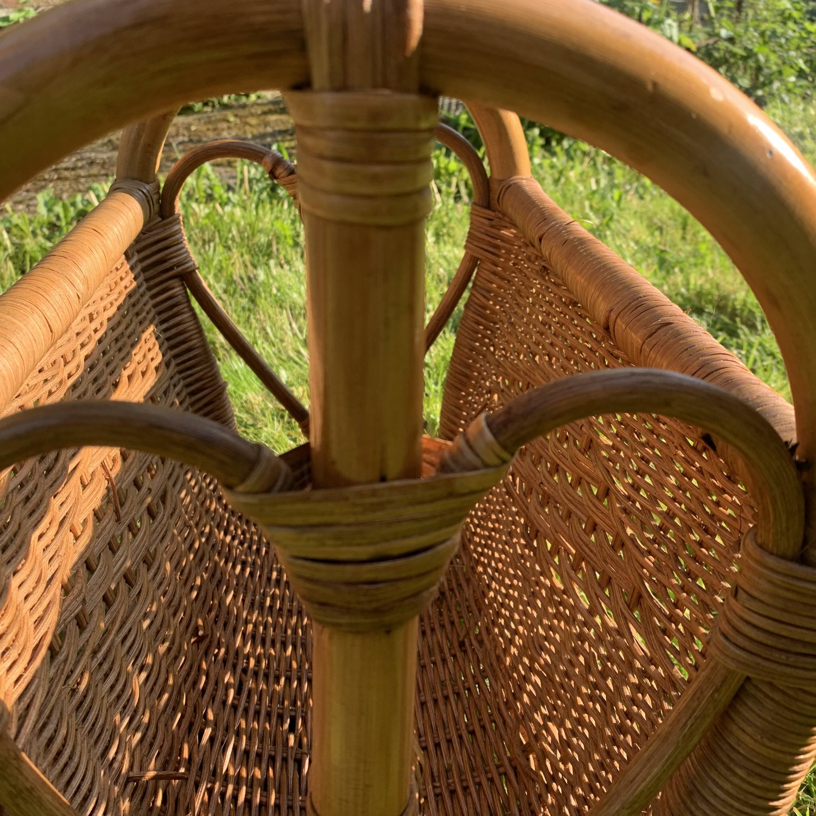Vintage wicker and bamboo magazine rack