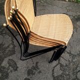 Chaises fer forgé rotin vintage