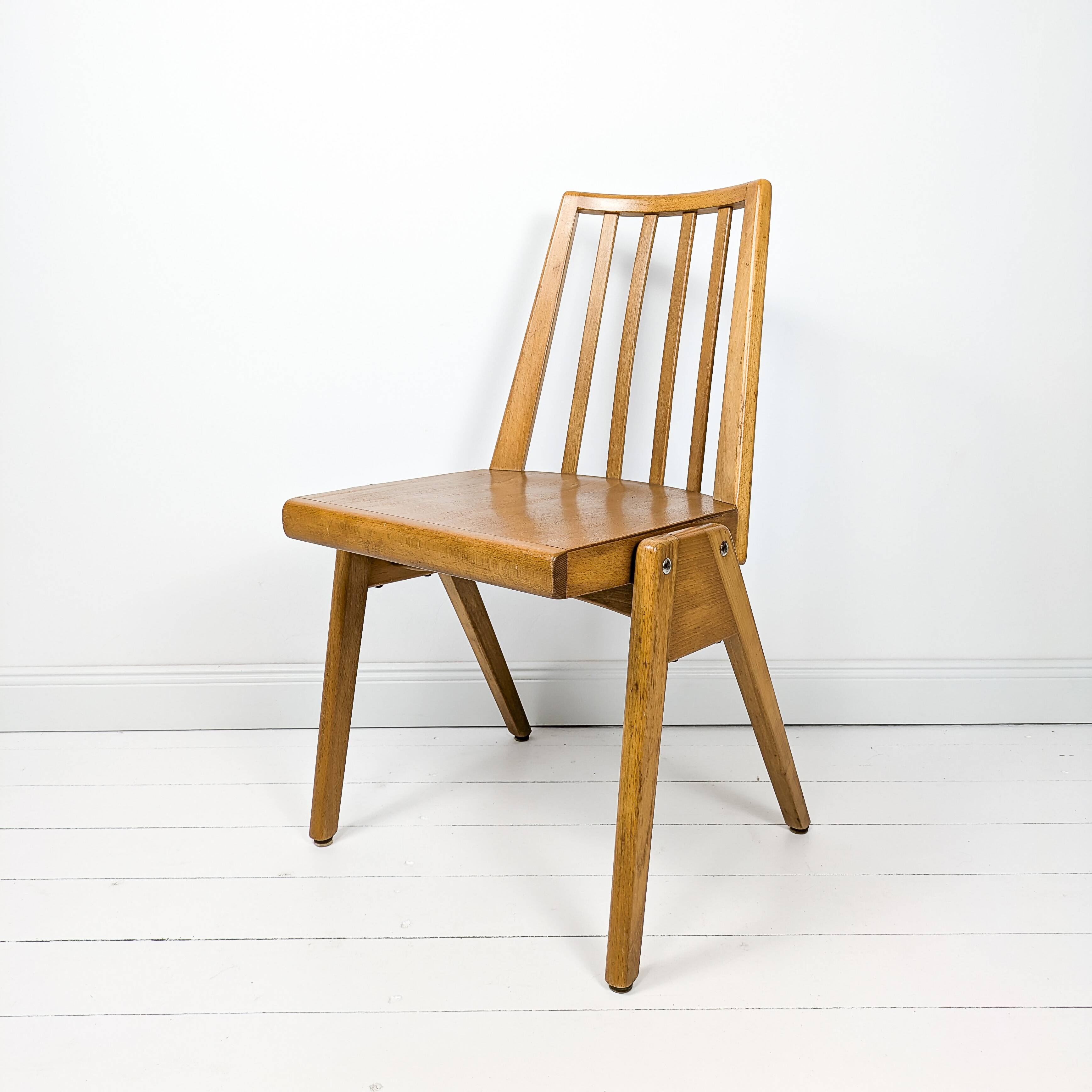Set of 4 Danish Design Mid Century Wooden Stacking Chairs Streben Vintage Skandi Wooden Chair