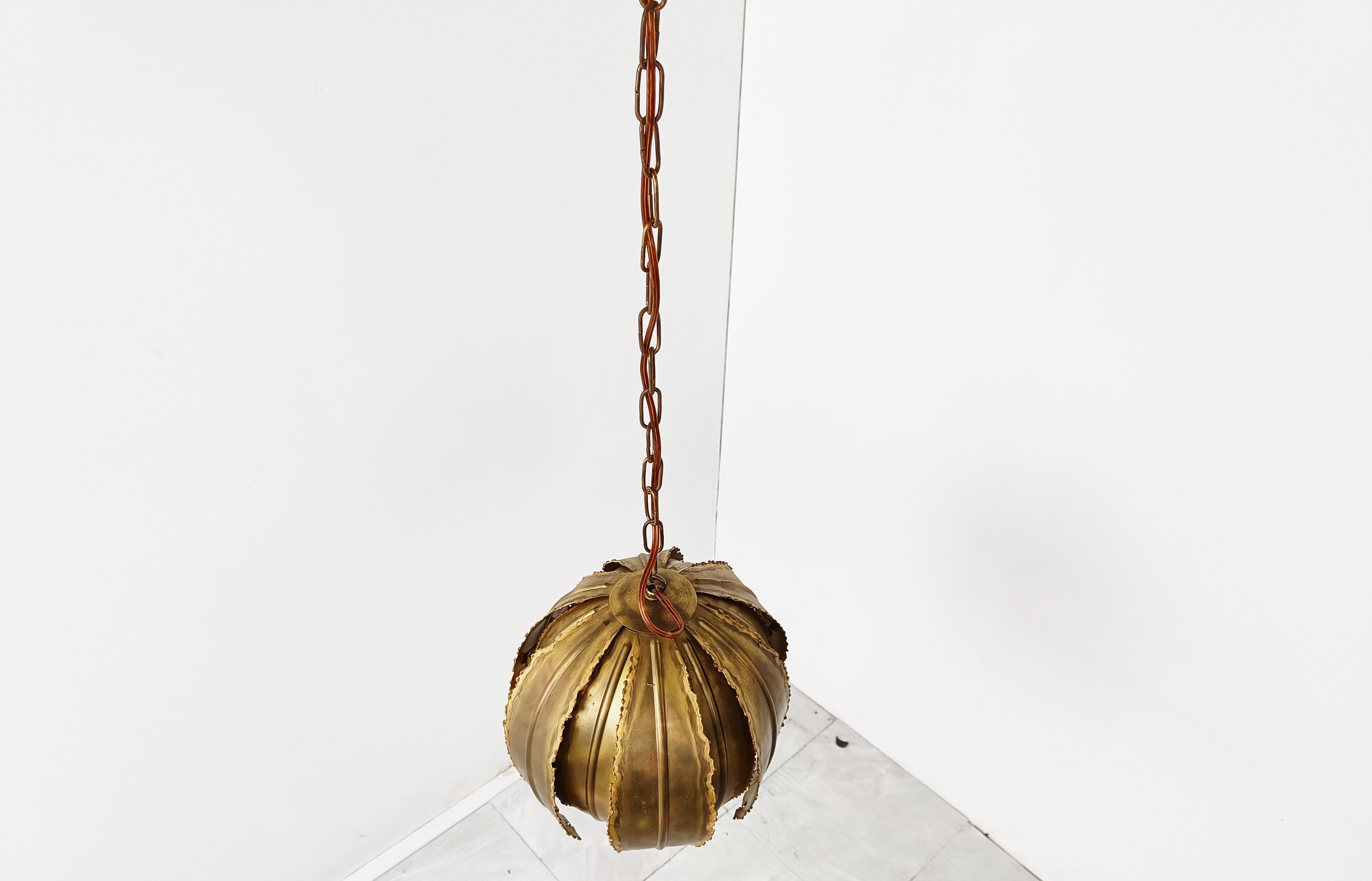 Vintage brass pendant light by Svend Aage for Holm Sorensen, 1960s