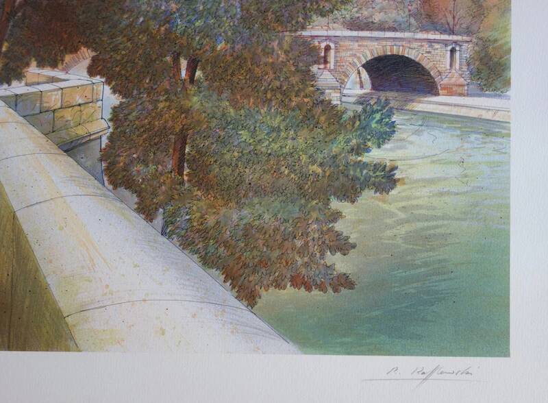 Rolf RAFFLEWSKI: Paris, Quai de Béthune, original signed lithograph