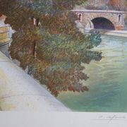 Rolf RAFFLEWSKI : Paris, Quai de Béthune, lithographie originale signée