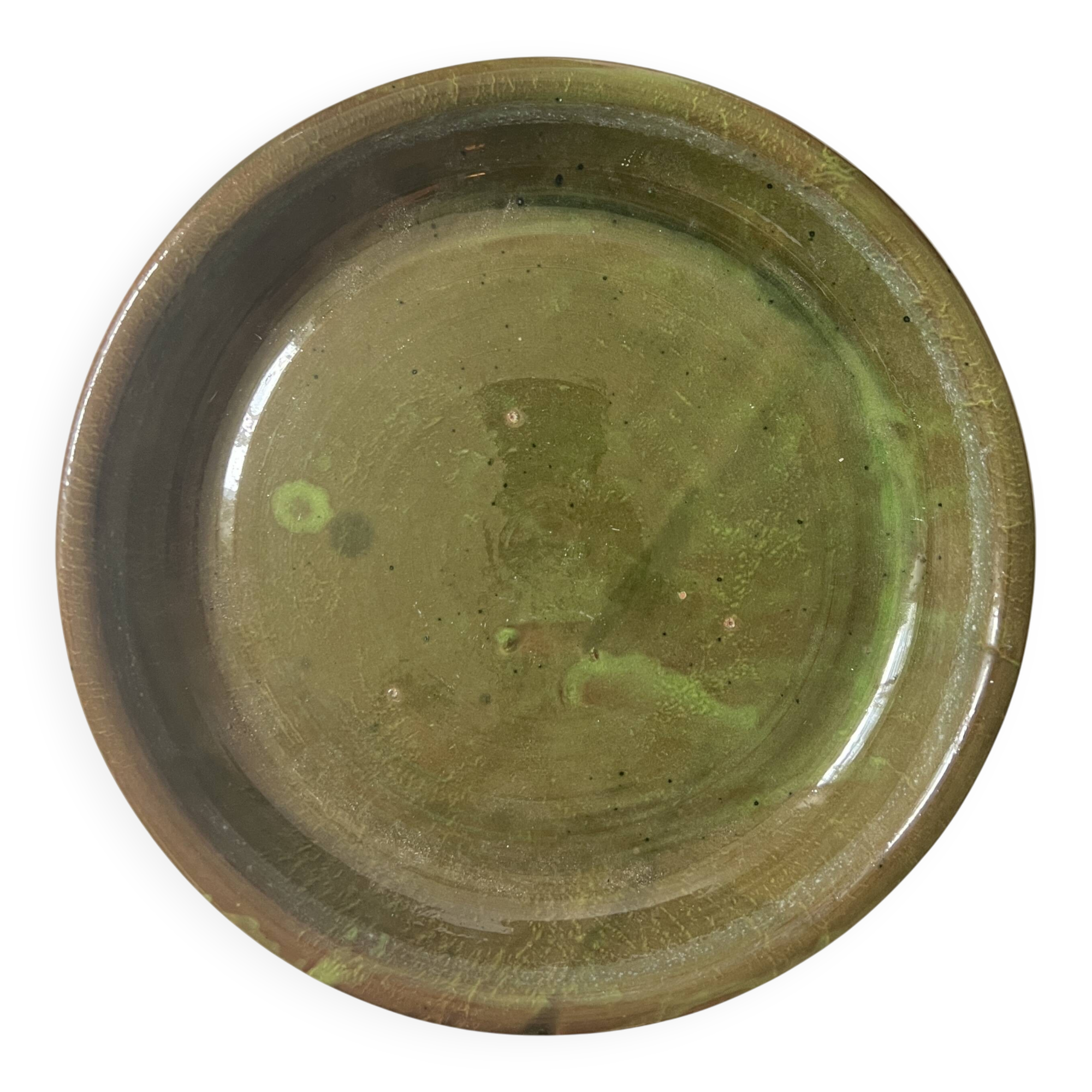 Large glazed earthenware dish, circa 1970