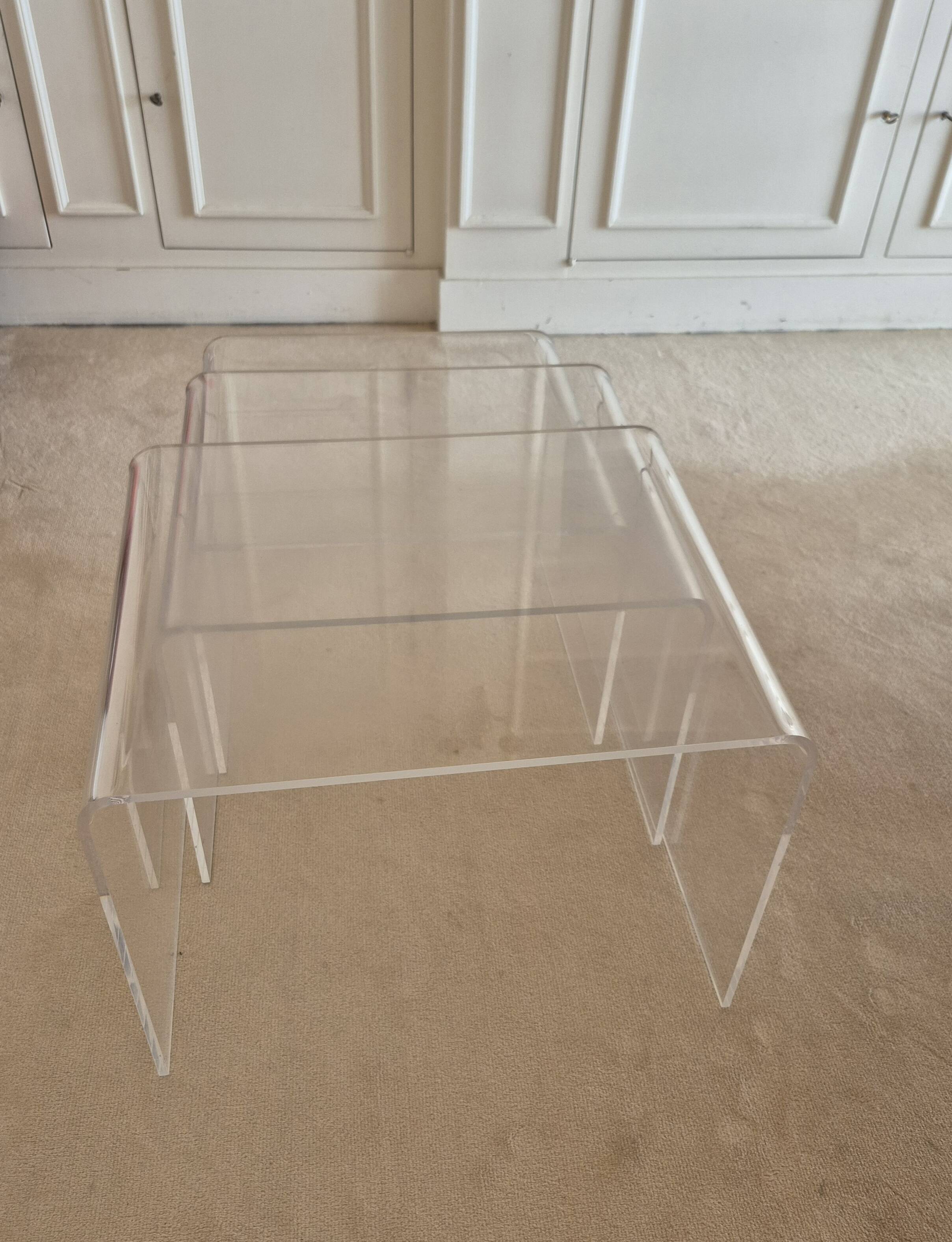 Roche Bobois trio of nesting tables in Altuglass