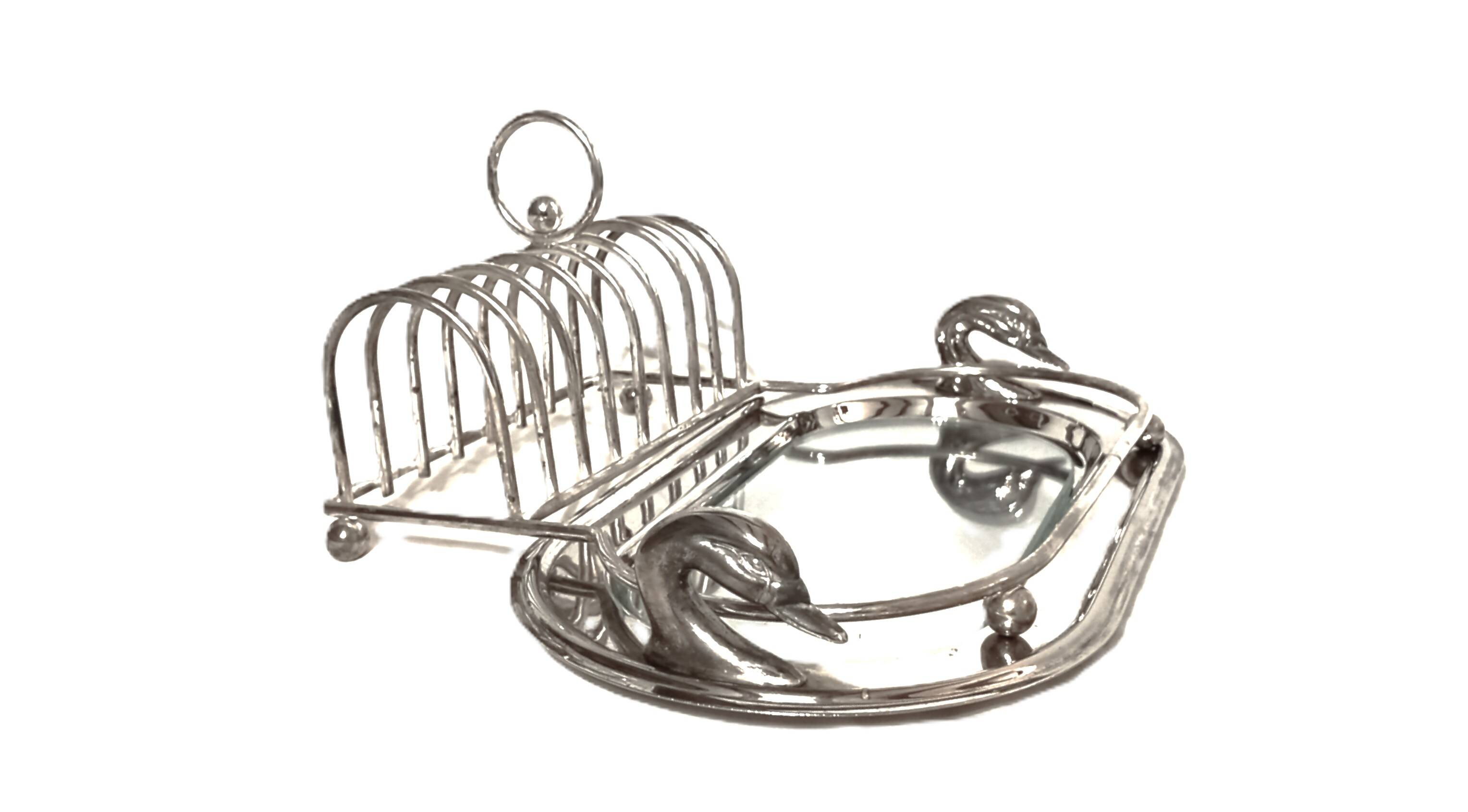 Foie gras platter + toast holder / Silver-plated metal foie gras service