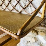 Vintage rattan wall shelf with storage, Circa 60