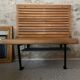 Train bench or metro in wood 1900 with its luggage rack