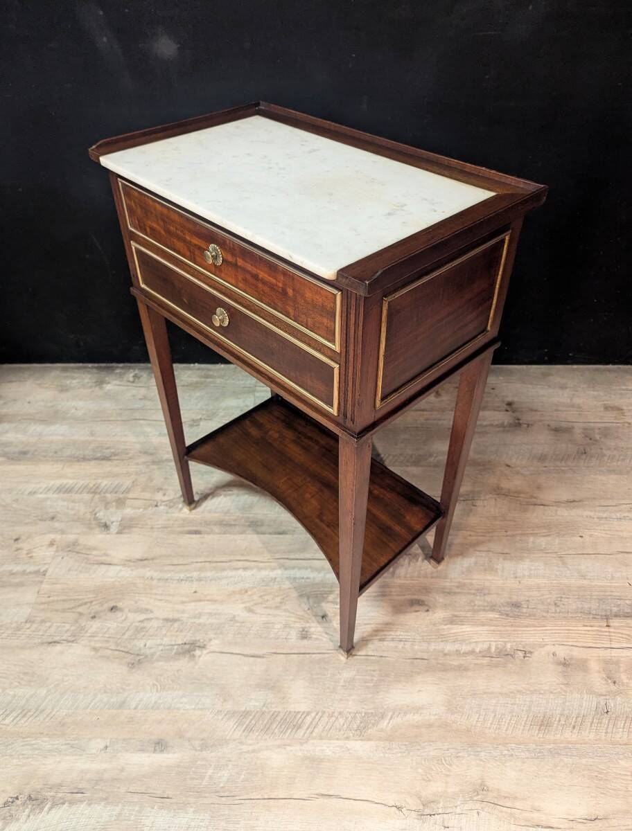 Pair of Louis XVI style mahogany bedside tables