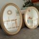 Miroir ovale vintage en bois patiné