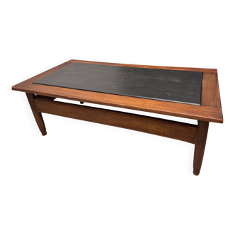 Vintage oak and slate coffee table