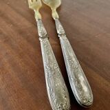 Horn and silver-plated salad cutlery, early 20th century.